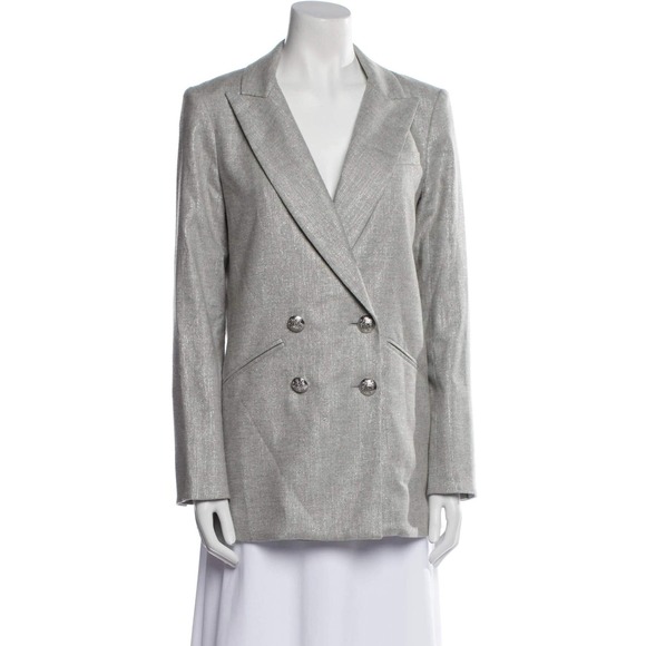 Veronica Beard Oria Dickey Jacket Gray Silver Double-Breasted Blazer USA Size 2 - Picture 4 of 16